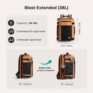 Blast 28L-38L Extended Mesh Carry On Travel Backpack - BAGSMART