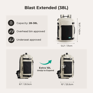 Blast 28L-38L Extended Mesh Carry On Travel Backpack - BAGSMART