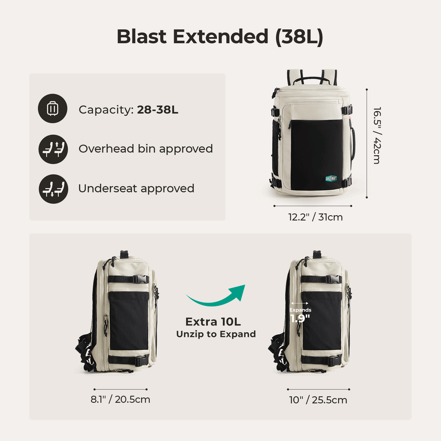 Blast 28L-38L Extended Mesh Carry On Travel Backpack - BAGSMART