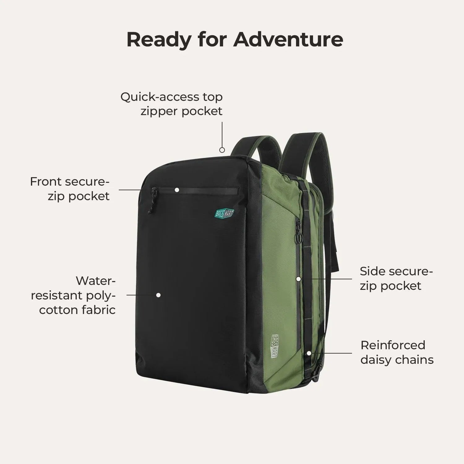 Vega 43L Carry On Travel Duffle Backpack - BAGSMART