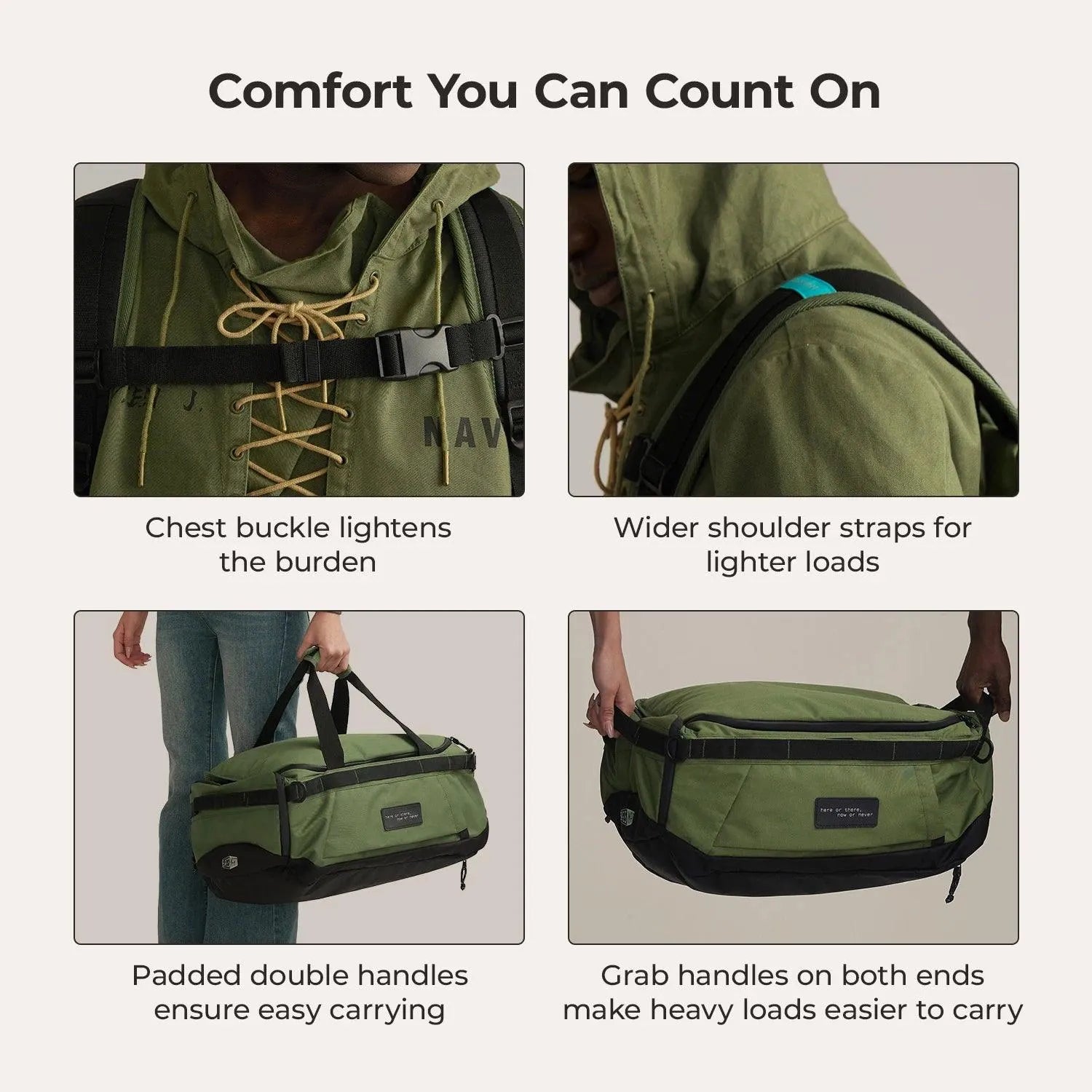 Vega 43L Carry On Travel Duffle Backpack - BAGSMART