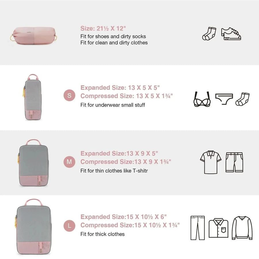 Bagsmart Compression Packing Cubes Part of Faro Travel Set - BAGSMART